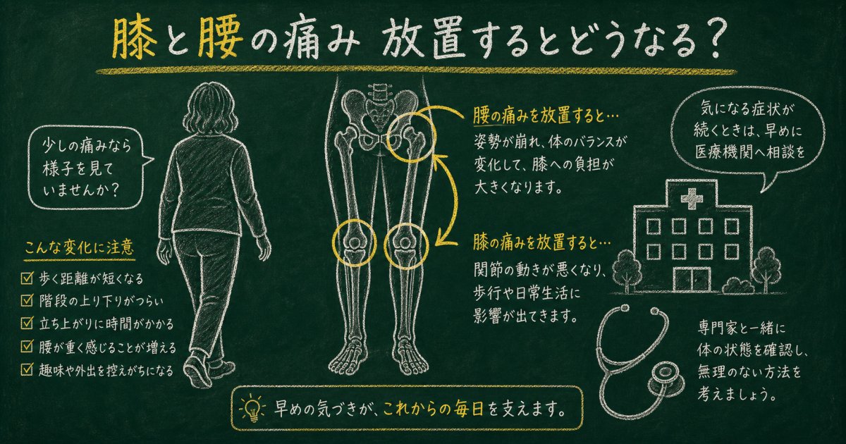 膝と腰の痛みを放置するとどうなる？歩行への影響と受診の目安