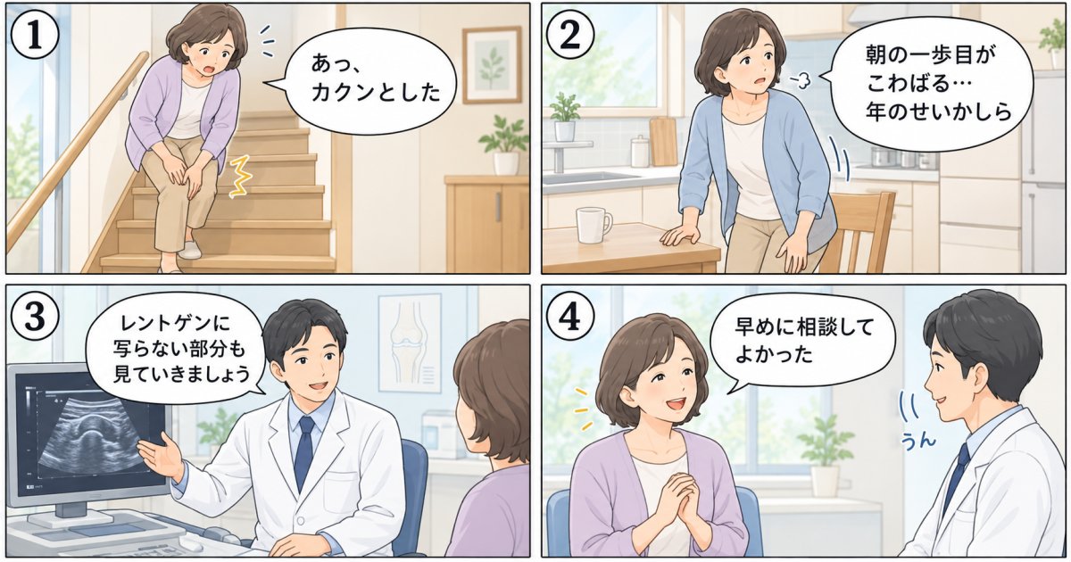 階段でカクンと膝が抜ける不安、変形性膝関節症の初期症状?
