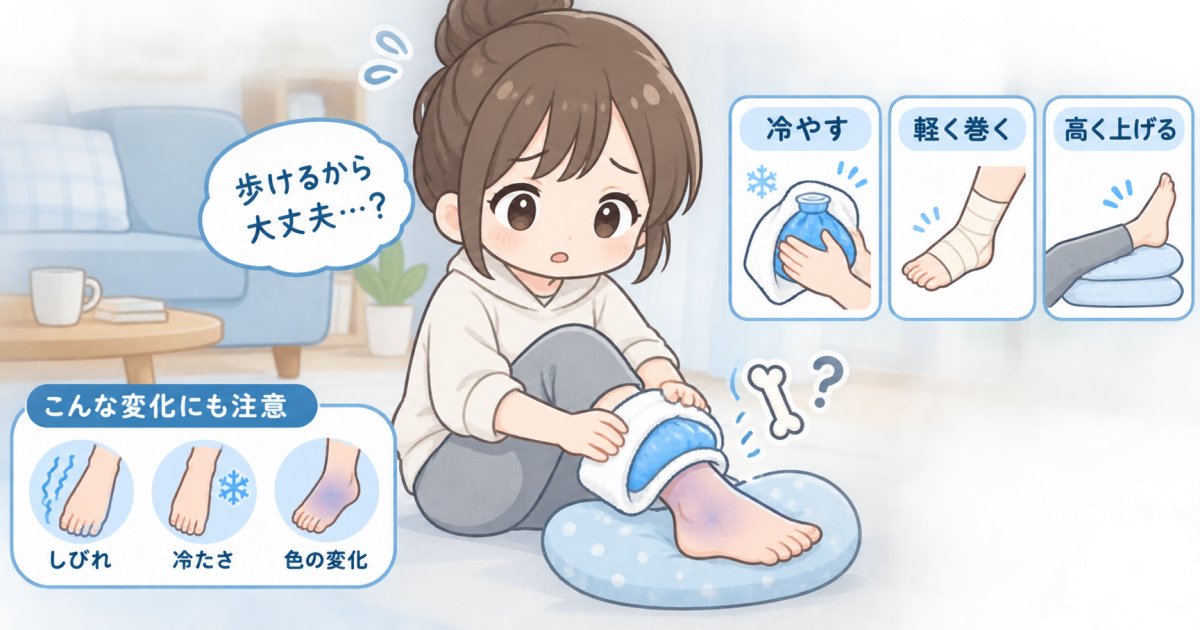 足首をひねって歩けるけど骨折？打撲・捻挫の見分け方と受診目安